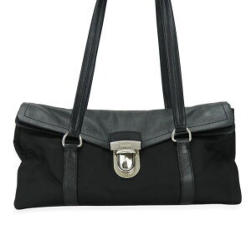 Prada handbag triangular plate nylon leather blac… - image 11